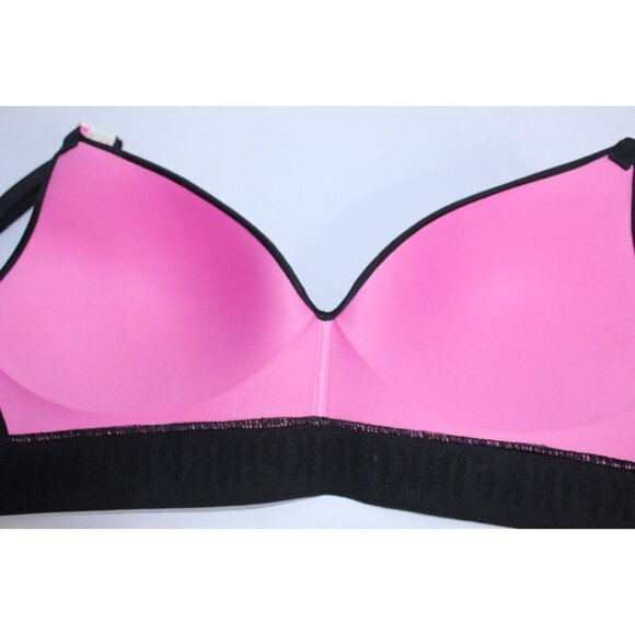 Pink By Victoria Secret 34 C Pink Black Solid Lightly Padded Unwired NWT - Picture 9 of 12